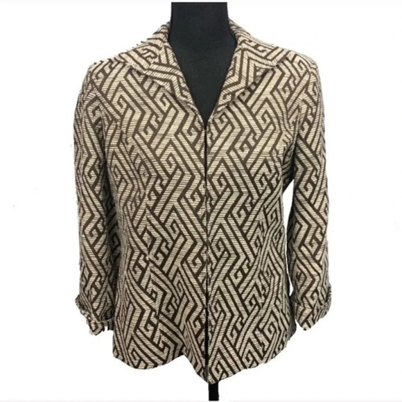 CHICOS | NWT Abstraction Josephina Blazer Brown Medium - Picture 1 of 8